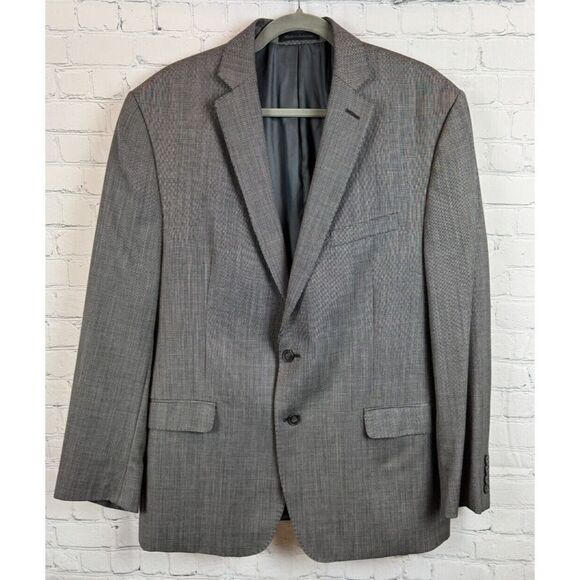 CALVIN KLEIN black white check 100% wool mens suit jacket blazer 44R - Picture 1 of 16